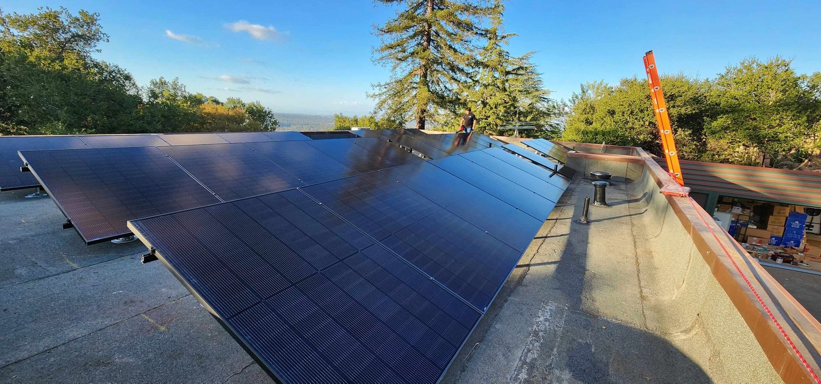 Calpacific Power electricians mounting solar inverters for a 3.2 kW solar power system at a Los Gatos, CA home — professional installation and wiring.