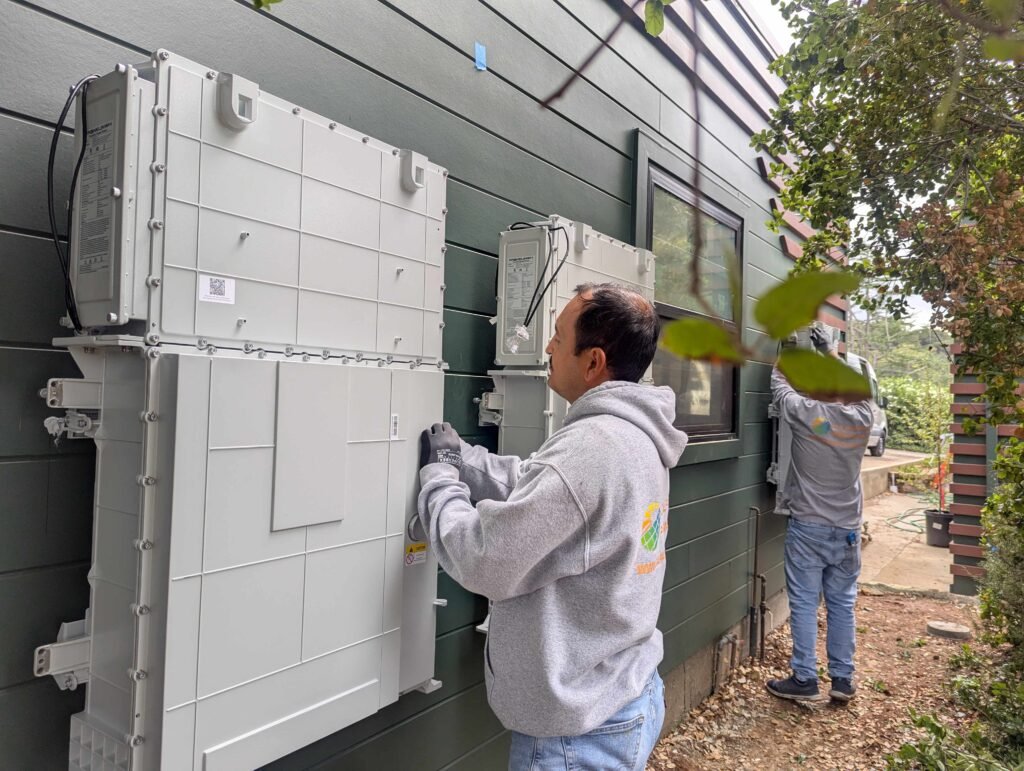 Mounting structure and wiring setup for 13.2 kW solar panel installation in Los Gatos by CalPacific Power.