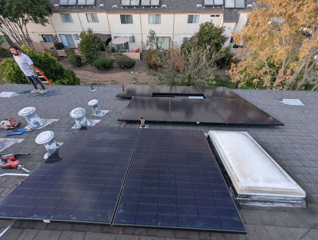 Rooftop solar panel installation by CalPacific Power in Hayward, CA for residential energy efficiency
